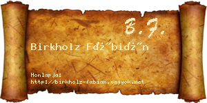 Birkholz Fábián névjegykártya